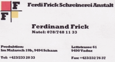 Ferdi Frick Schreinerei Anstalt